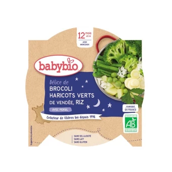 Assiette Brocoli, Haricots verts, Riz - 230g - Babybio
