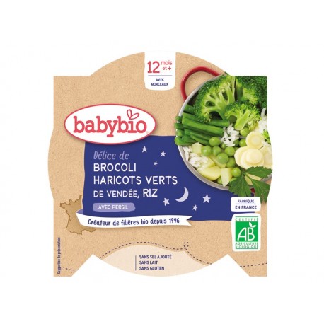 Assiette Brocoli, Haricots verts, Riz - 230g - Babybio