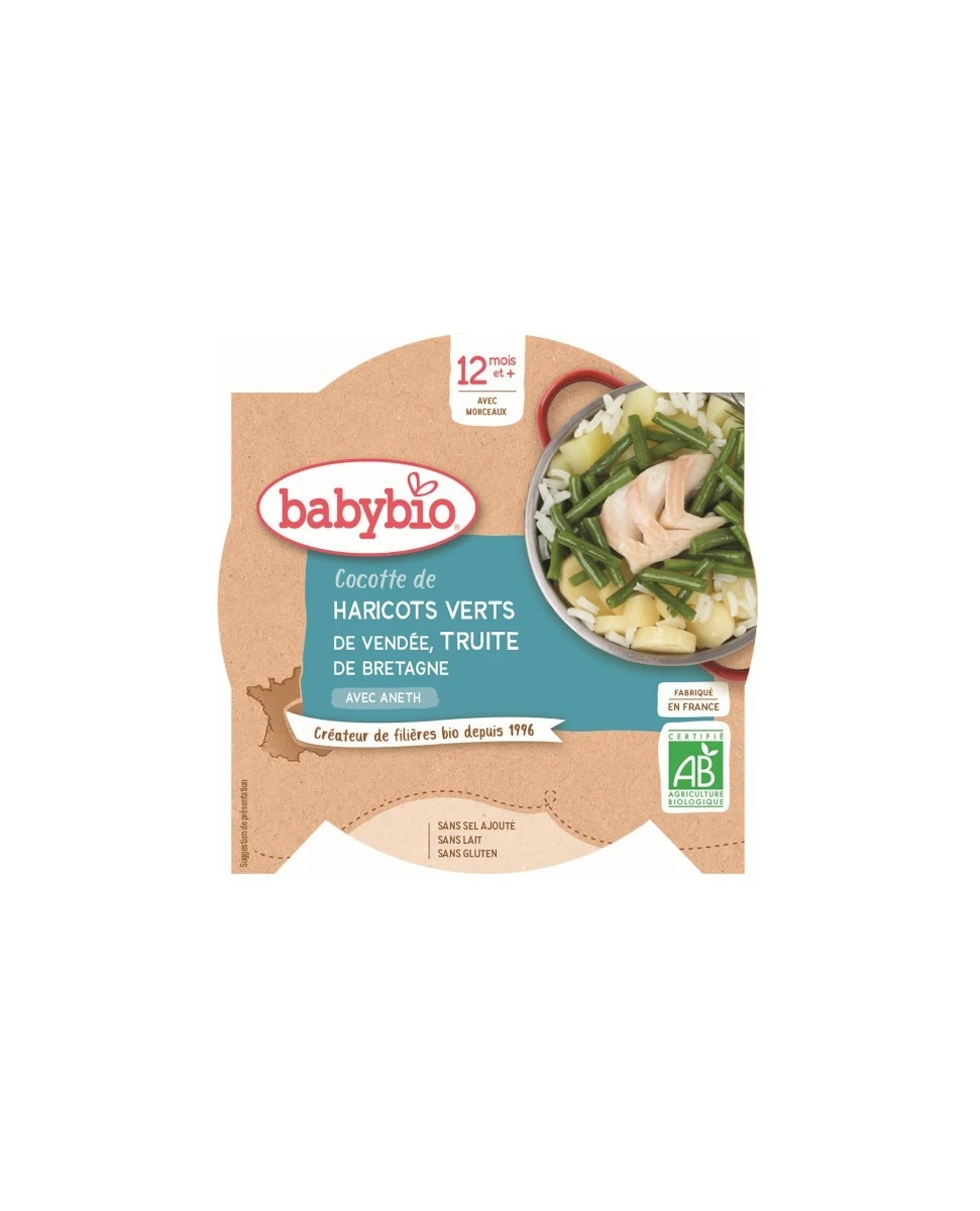 Assiette Haricots vert, truite - 230g - Babybio