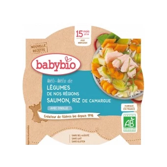 Assiette Légumes Saumon Riz - 260g - Babybio