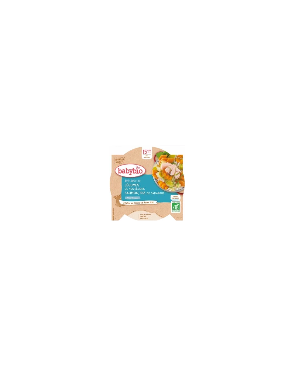Assiette Légumes Saumon Riz - 260g - Babybio