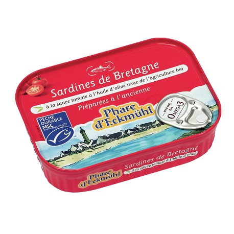 Sardines à la sauce tomate à l'huile d'olive bio 115g -Phare d'Eckmühl