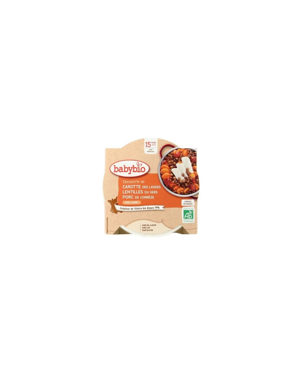 Assiette Carotte Lentille Porc - 260g - Babybio