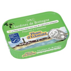 Sardines à l'huile d'olive vierge extra bio 115g -Phare d'Eckmühl