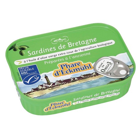 Sardines à l'huile d'olive vierge extra bio 115g -Phare d'Eckmühl