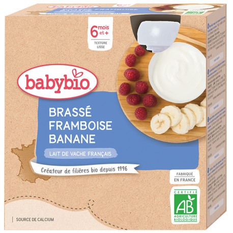 Brassé Framboise Banane - 4x85g - Babybio