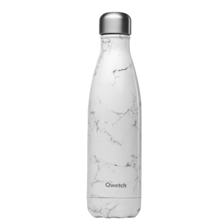 Bouteille Nomade Isotherme - Marbre Blanc - 500ml - Qwetch