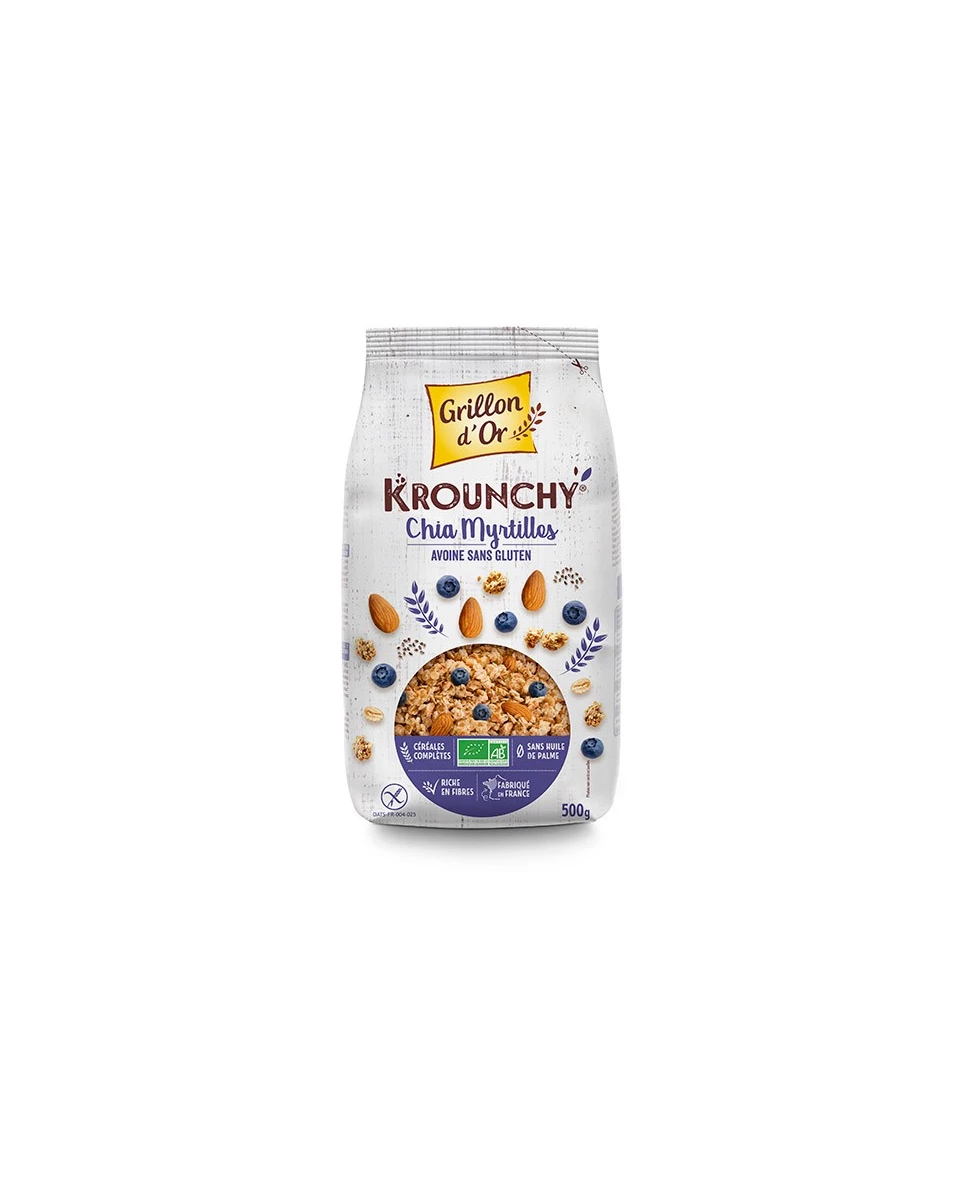 Krounchy Chia Myrtille - 500g - Grillon d'Or