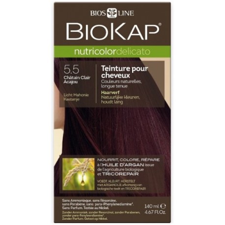 Teinture pour Cheveux 5.5 Châtain Clair Acajou - 140ml - Biokap