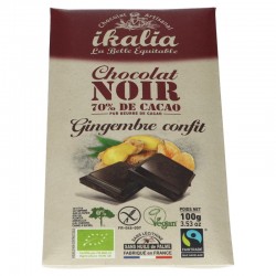 Chocolat Noir 70% Gingembre Confit - 100g - Ikalia