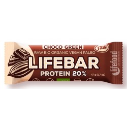 Lifebar Plus Chocolat et Protéine verte - 47g - Lifefood