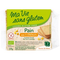 Pain 3 Céréales Prétranché - 375g - Ma Vie Sans Gluten