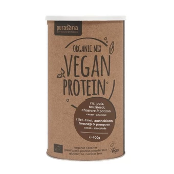 Mix Protéine Riz, Pois, Tournesol, Chanvre & Potiron Cacao - 400g - Purasana