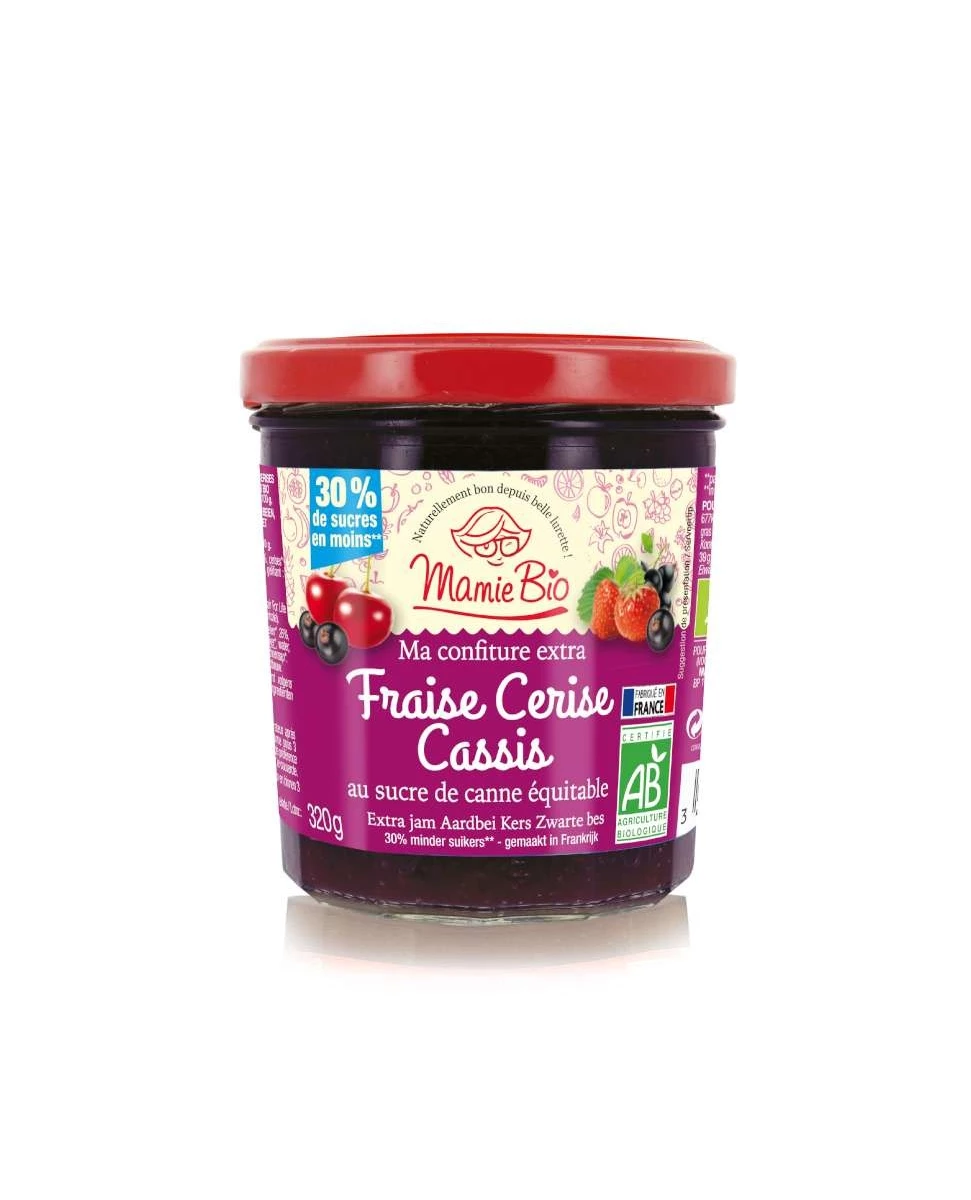 Confiture Extra Fraise Cerise Cassis - 320g - Mamie Bio