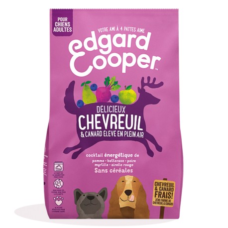 Croquettes Délicieux Chevreuil & Canard - 7kg - Edgard Cooper
