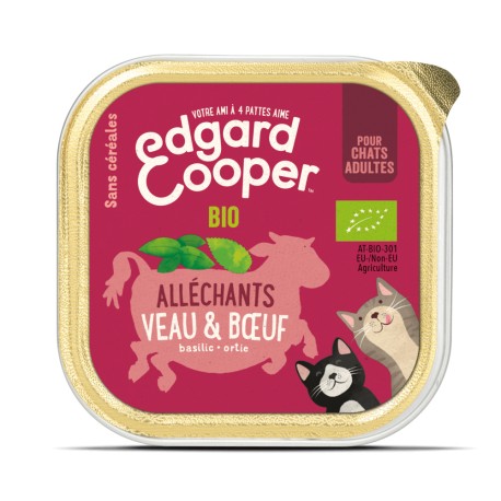 Cat Cup Veau & Boeuf Bio - 85g - Edgard Cooper