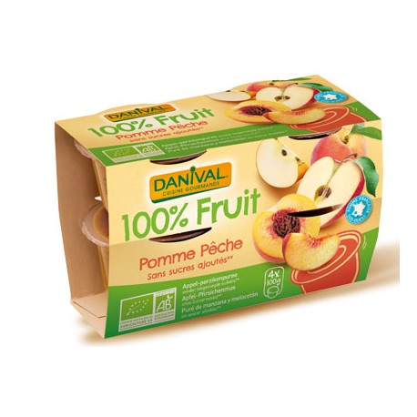 Purée 100% Fruit Pomme et Pêche (4x100g)-Danival