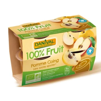 Purée 100% Fruit Pomme et Coing (4x100g)-Danival