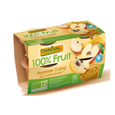 Purée 100% Fruit Pomme et Coing (4x100g)-Danival