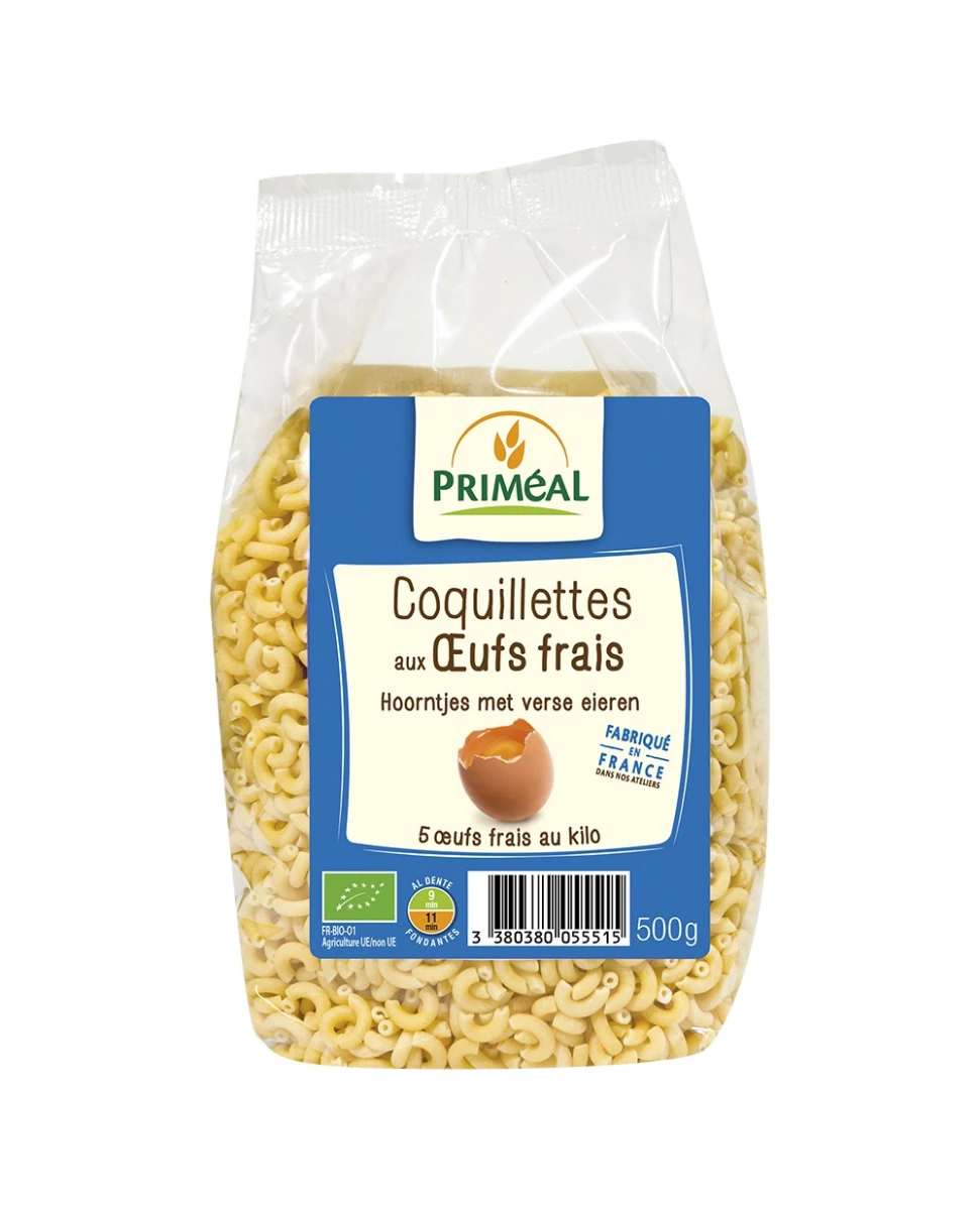 Coquillettes Oeufs Frais - 500g - Priméal