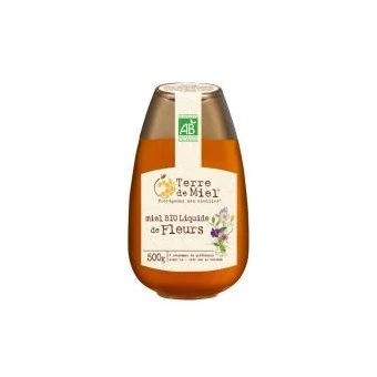 Miel Bio Liquide de Fleurs 500g (flacon pressoir)-Terre de Miel