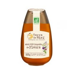 Miel Bio Liquide de Fleurs 500g (flacon pressoir)-Terre de Miel