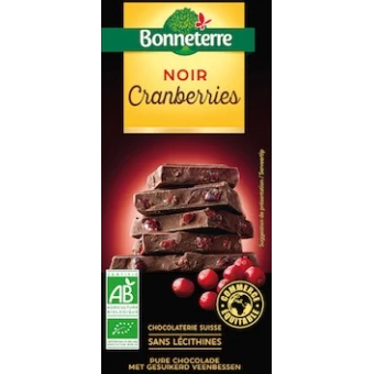 Chocolat Noir Cranberries 100g -Bonneterre