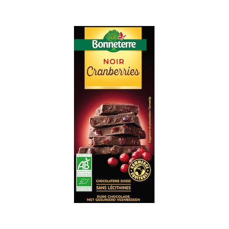 Chocolat Noir Cranberries 100g -Bonneterre