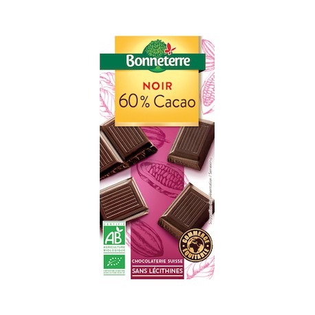 Chocolat Noir 60% Cacao 100g -Bonneterre