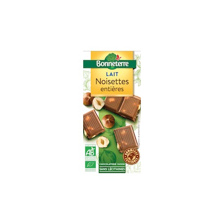 Chocolat Lait Noisettes Entières 100g -Bonneterre