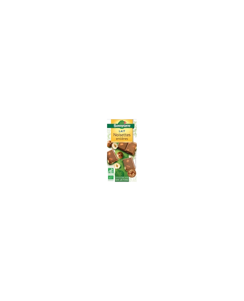 Chocolat Lait Noisettes Entières 100g -Bonneterre