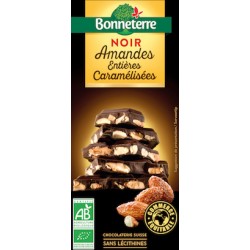 Chocolat Noir Amandes Entières Caramélisées 200g -Bonneterre