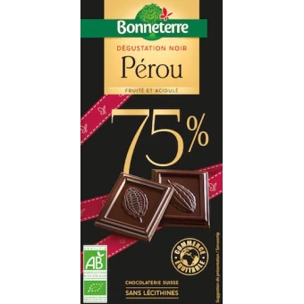Chocolat Noir Sélection Pérou 100g -Bonneterre