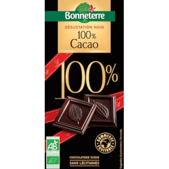 Chocolat Noir 100% Cacao 70g -Bonneterre
