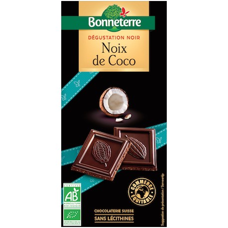 Chocolat Noir Noix de Coco 85g -Bonneterre