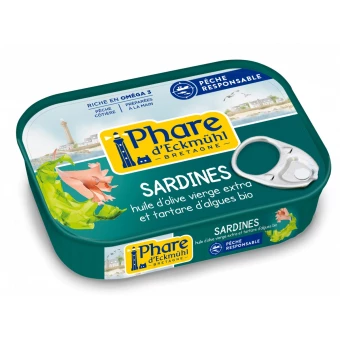 Sardines Huile d'Olive et Tartare d'Algue - 135g - Phare d'Eckmühl