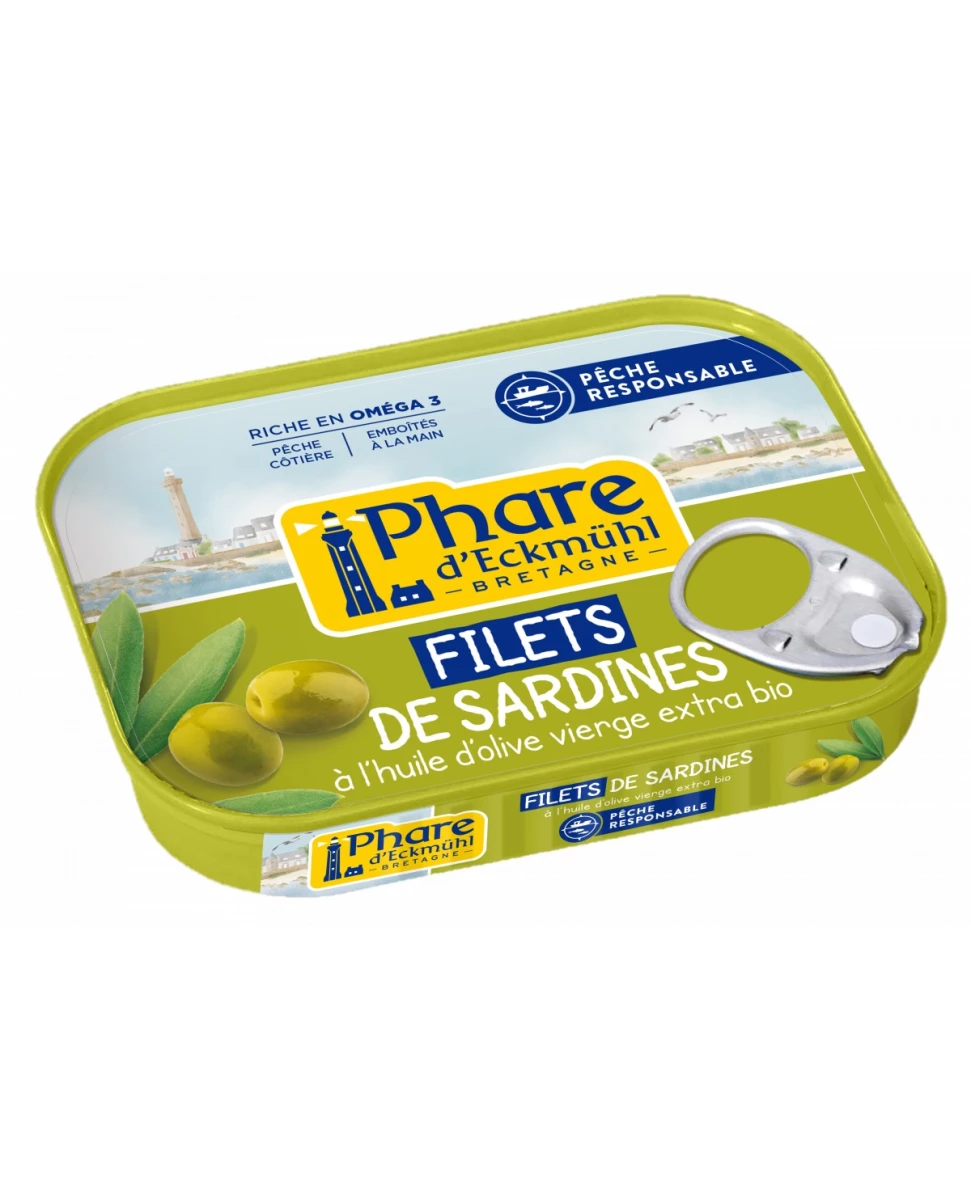 Filets de Sardines à l'Huile d'Olive Bio - 100g - Phare d'Eckmühl