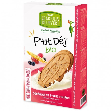 Biscuits P'tit Dej' Céréales et Fruits Rouges - 200g - Le Moulin du Pivert