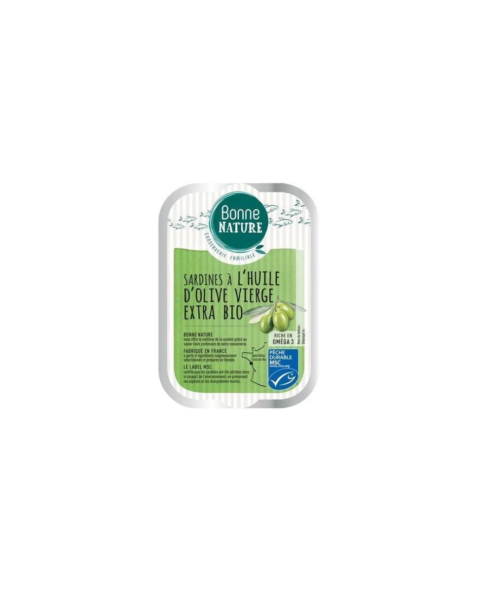 Sardines à l'Huile d'Olive Vierge Extra Bio - 115g - Bonne Nature