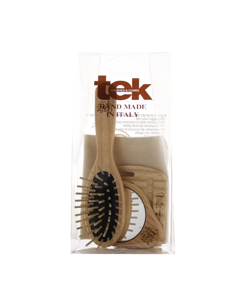 Set de Coiffure 3 Pièces Frêne Naturel & Sac Coton - Beliflor