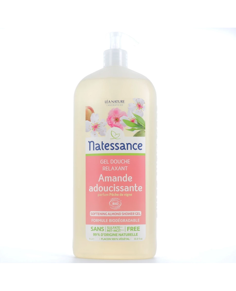 Gel Douche Amande Parfum Pêche De Vigne Relaxant - 1l - Natessance