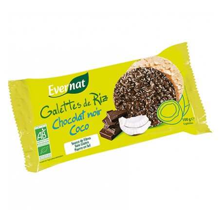 Galettes de Riz Bio Chocolat Noir Coco 100g-Evernat