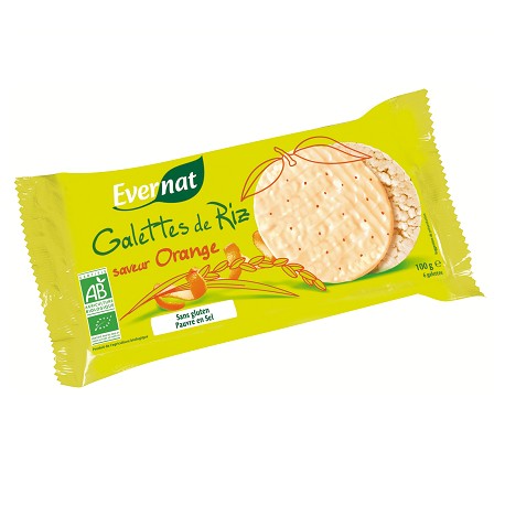 Galettes de Riz Bio Saveur Orange 100g-Evernat