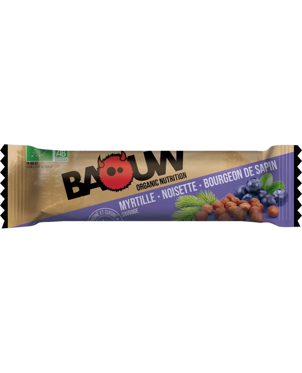 Barre Myrtille Noisette Bourgeon de Sapin - 25g - Baouw Organic Nutrition