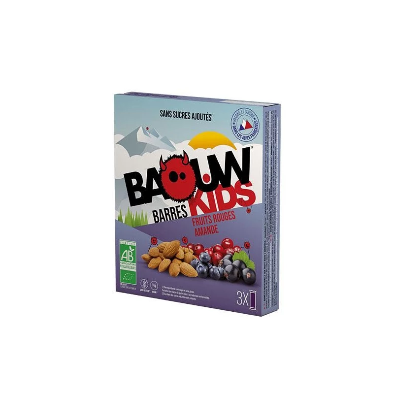 Barres Kids Bio Fruits Rouges Amande - x3 - Baouw Organic Nutrition