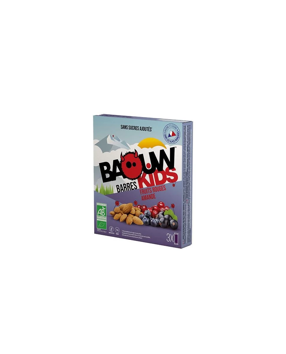 Barres Kids Bio Fruits Rouges Amande - x3 - Baouw Organic Nutrition