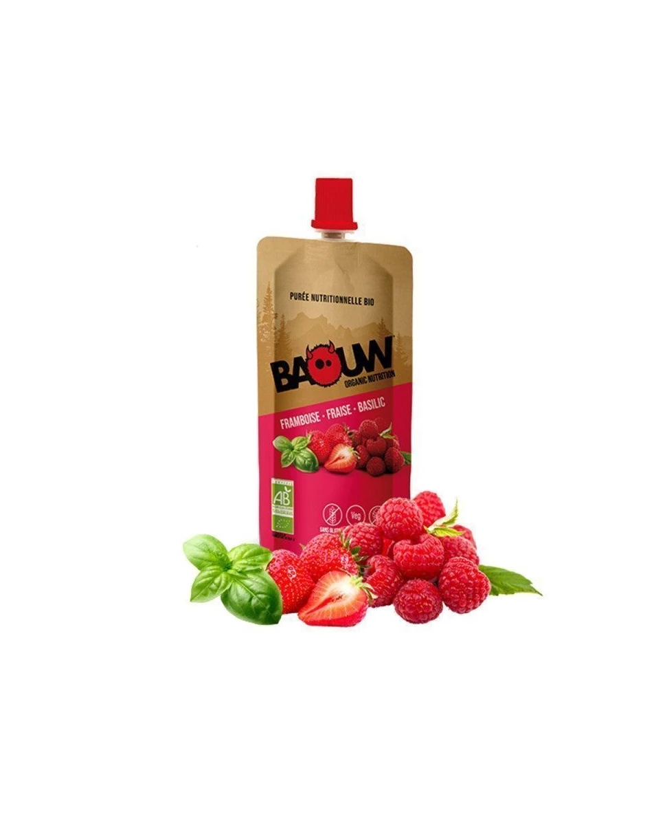 Purée Énergétique Framboise Fraise Basilic - 63g - Baouw Organic Nutrition