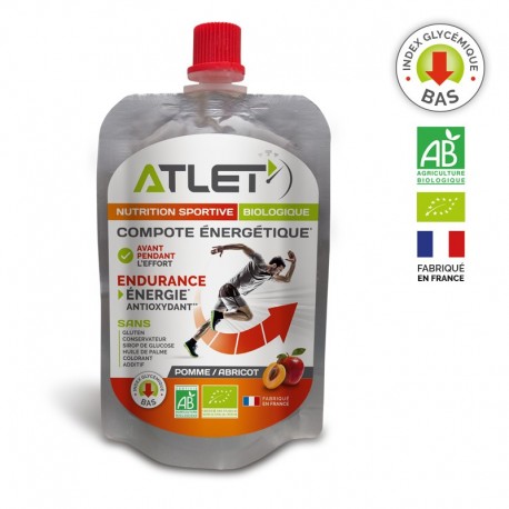 Compote Énergétique Bio Pomme & Abricot Malto – 100g – Atlet