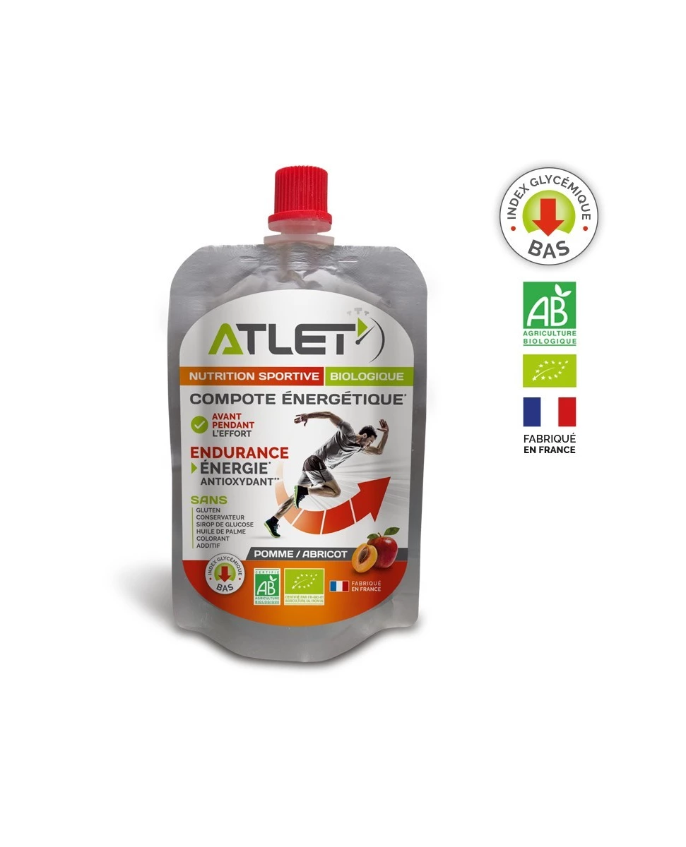 Compote Énergétique Bio Pomme & Abricot Malto – 100g – Atlet