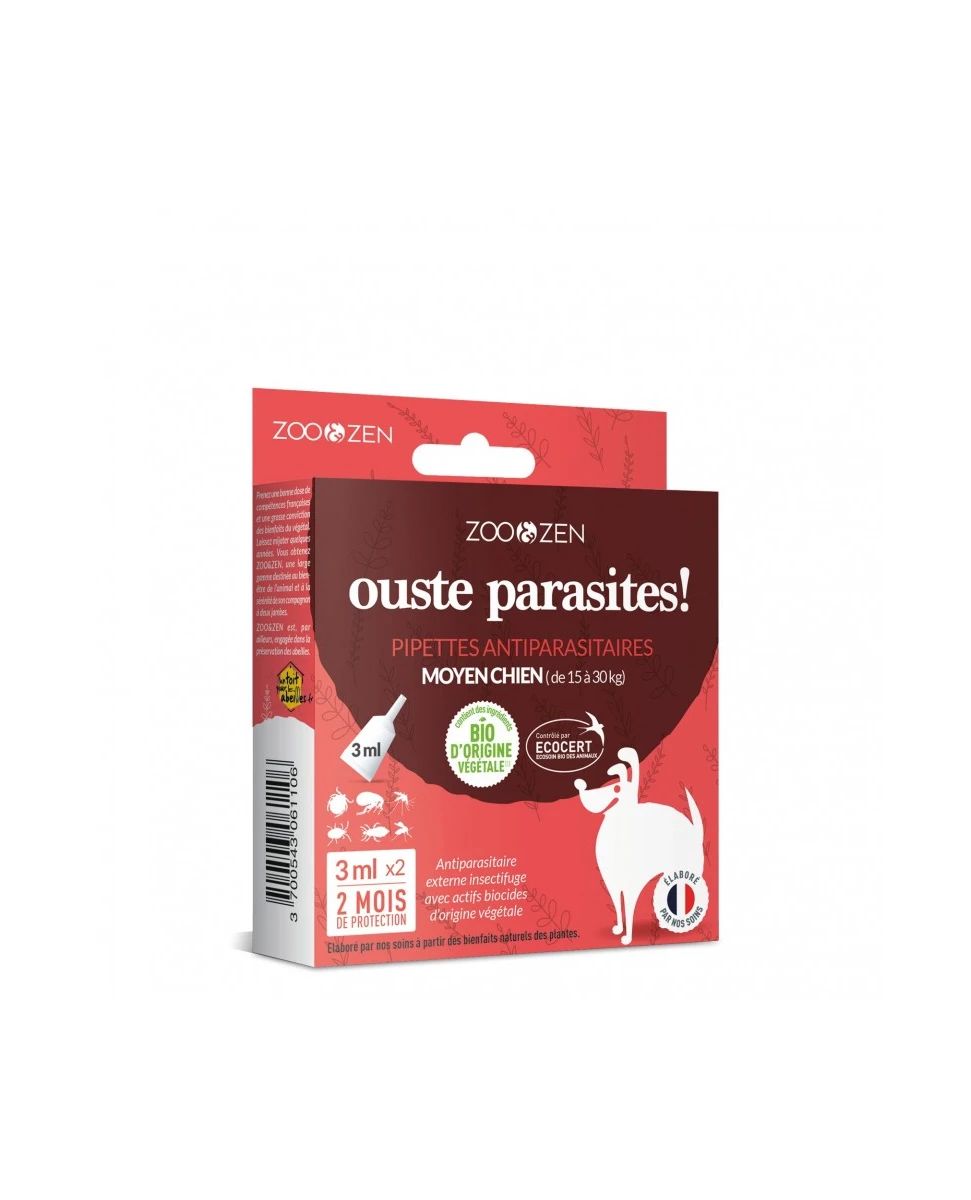 Pipettes Anti-parasitaires Moyen Chien - 2x3ml - Zoo & Zen